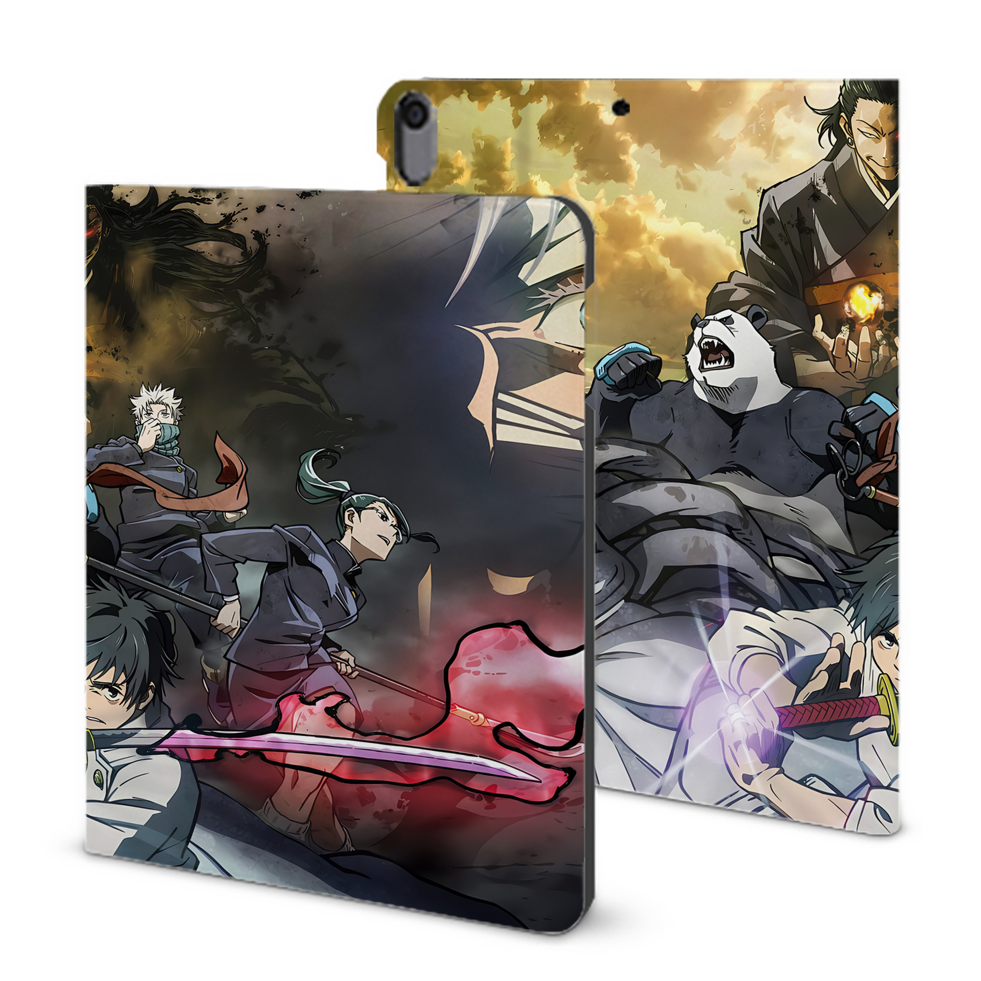 （画像用） 呪術廻戦 Jujutsu Kaisen IPad ケース ブック型 PUレザー TPU 耐衝撃 軽量 薄型 ペン収納なし 全面保護 IPad 各モデル対応